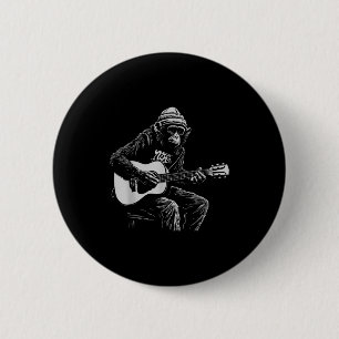 Chapa Redonda De 5 Cm Música de guitarra acústica de mono divertido aman