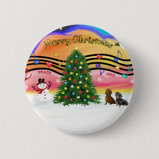 Chapa Redonda De 5 Cm Música de Navidad 2 - Dachshunds (dos)