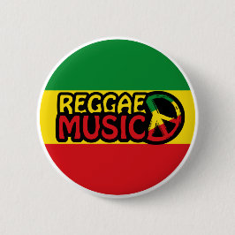 Chapa Redonda De 5 Cm Música de reggae, arte de reggae con símbolo de pa