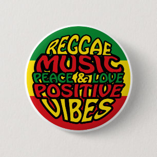 Chapa Redonda De 5 Cm Música de reggae con dichos positivos