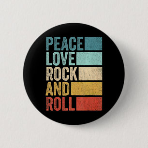Chapa Redonda De 5 Cm Música De Rockroll Retro Paz Amar El Rock Y El Rol