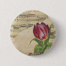 Chapa Redonda De 5 Cm Música victoriana vintage Romance Tulips