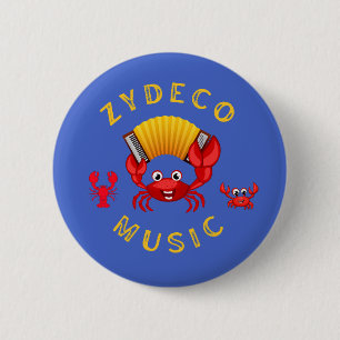 Chapa Redonda De 5 Cm Música Zydeco Acordeón Bailando Cangrejos