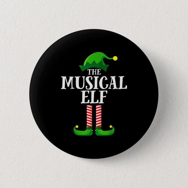 Chapa Redonda De 5 Cm Musical Elf Matching Family Group Christmas Party  (Anverso)