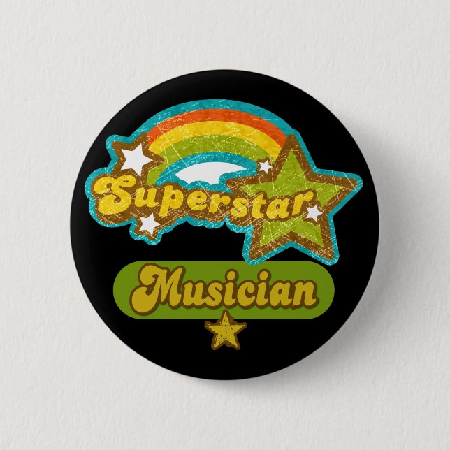 Chapa Redonda De 5 Cm Músico de la superestrella (Anverso)