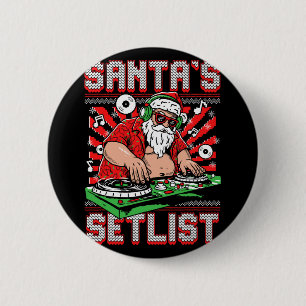 Chapa Redonda De 5 Cm Músico Dj Santa Lista de canciones de Santa House 