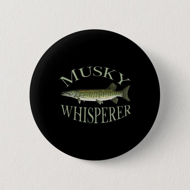 Chapa Redonda De 5 Cm Musky Muskellune Ilustracion de pescado (Anverso)