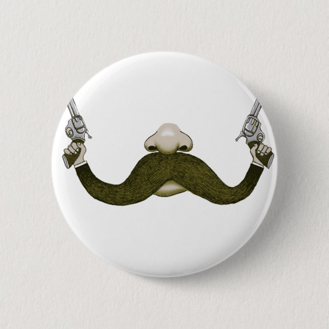 Chapa Redonda De 5 Cm Mustache Cowboy (Anverso)