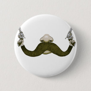 Chapa Redonda De 5 Cm Mustache Cowboy