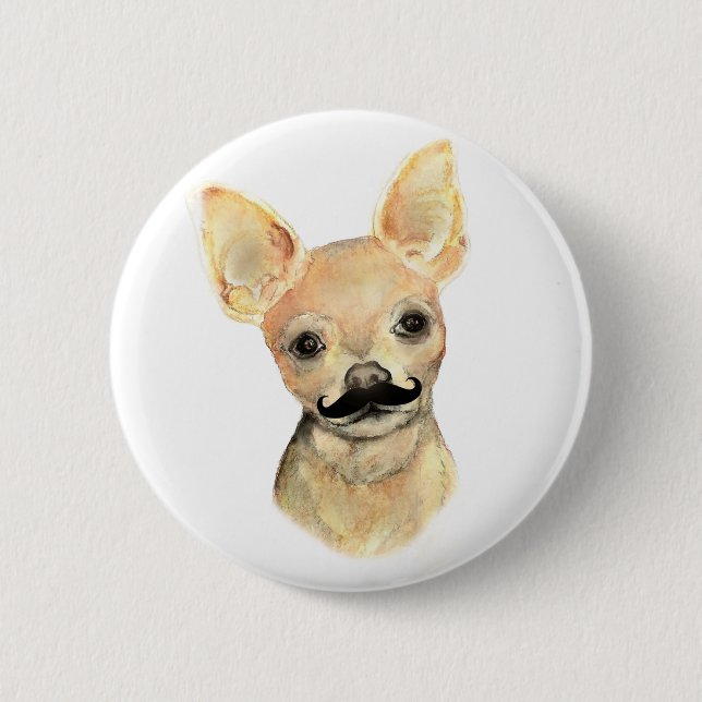 Chapa Redonda De 5 Cm Mustache en un humor de perro aburrido (Anverso)