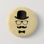 Chapa Redonda De 5 Cm Mustache Man<br><div class="desc">Un diseño vintage con el bigote popular.</div>