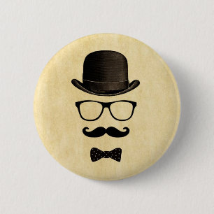 Chapa Redonda De 5 Cm Mustache Man