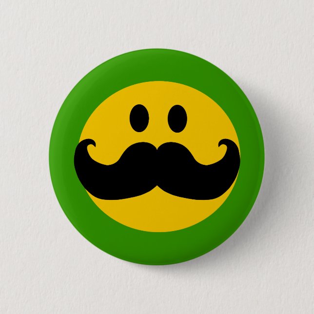 Chapa Redonda De 5 Cm Mustache Yellow Happy Face (Anverso)