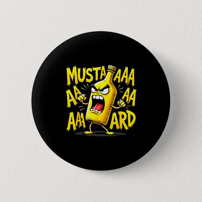 Chapa Redonda De 5 Cm Mustard Bottle Scream Funny Condiment Rap Humor  (Anverso)