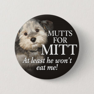 Chapa Redonda De 5 Cm Mutts para Mitt Romney - por lo menos él no me com