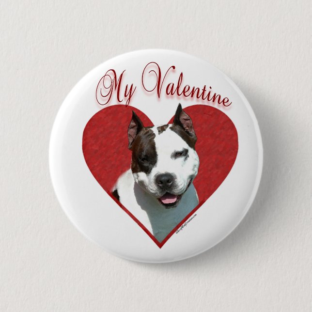 Chapa Redonda De 5 Cm My AmStaff Valentine (Anverso)
