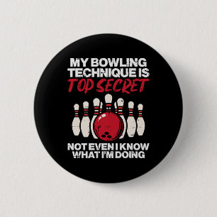 Chapa Redonda De 5 Cm My Bowling Technique Secret Funny Bowler Hombres