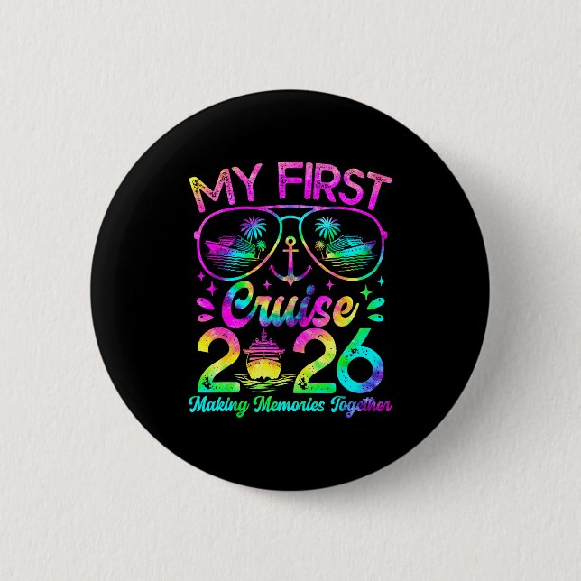 Chapa Redonda De 5 Cm My First Cruise 2026 Funny First Time Cruise Vacat (Anverso)