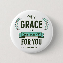 Chapa Redonda De 5 Cm My Grace is Sufficient Scripture Teal