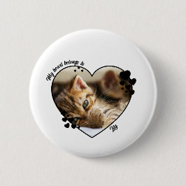 Chapa Redonda De 5 Cm My heart belongs to customized cat T-Shirt