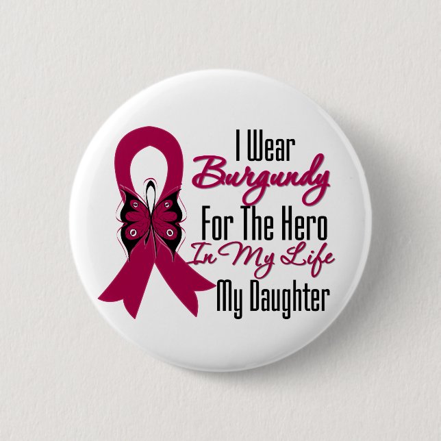 Chapa Redonda De 5 Cm Myeloma Ribbon Hero My Daughter (Anverso)
