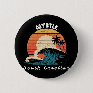 Chapa Redonda De 5 Cm Myrtle Beach Carolina del Sur Mujeres Hombres Surf