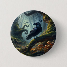Chapa Redonda De 5 Cm Mystic Raven Forest Hues