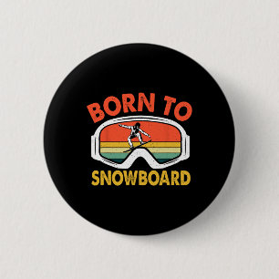 Chapa Redonda De 5 Cm Nacido En El Deporte De Snowboard Retro Snowboard