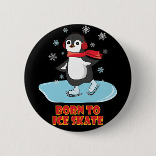 Chapa Redonda De 5 Cm Nacido En Hielo Skate Cute Penguin