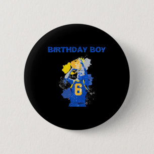 Chapa Redonda De 5 Cm Nacimiento De Niño De 6 Años Basketbal Azul Y Amar