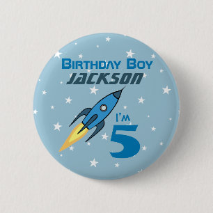 Chapa Redonda De 5 Cm Nacimiento personalizado del barco Blue Retro