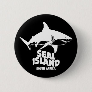 Chapa Redonda De 5 Cm Nadando con grandes tiburones blancos - Isla de la