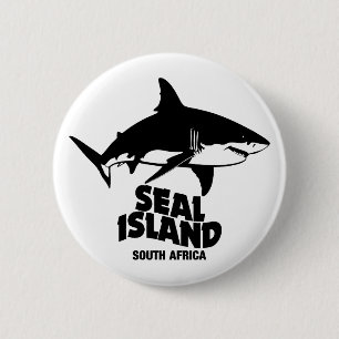 Chapa Redonda De 5 Cm Nadando Con Grandes Tiburones Blancos - Isla Seal