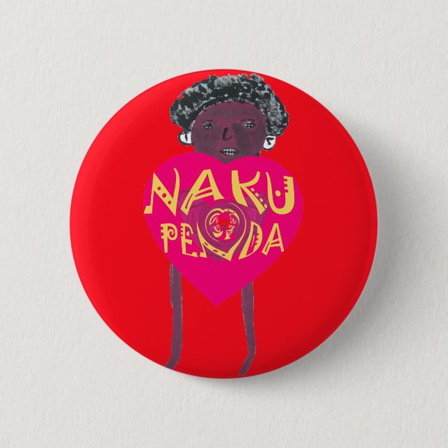 Chapa Redonda De 5 Cm Nakupenda Love Art - Swahili Heart Design (Anverso)