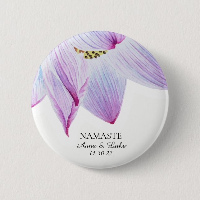 Chapa Redonda De 5 Cm *~* Namaste Blue Magenta Lotus (Anverso)