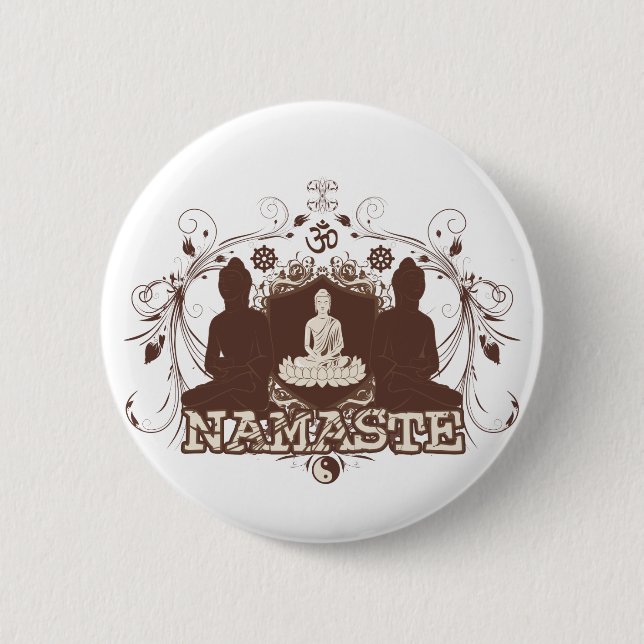 Chapa Redonda De 5 Cm Namaste Buda (Anverso)