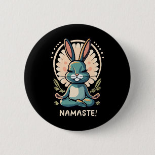 Chapa Redonda De 5 Cm namaste conejo yoga conejo meditación