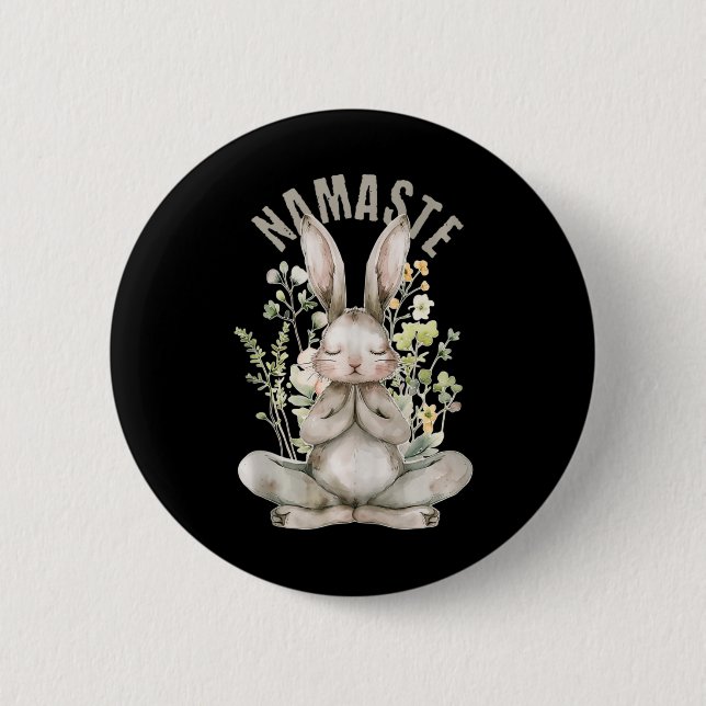 Chapa Redonda De 5 Cm Namaste Easter Rabbit Zen Yoga Interior Peace Spir (Anverso)