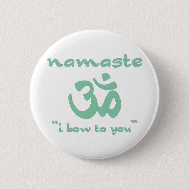 Chapa Redonda De 5 Cm Namaste - me inclino ante ti (en verde) (Anverso)