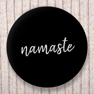 Chapa Redonda De 5 Cm Namaste Yoga negro Meditación espiritual moderna