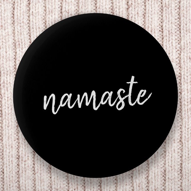Chapa Redonda De 5 Cm Namaste | Yoga negro Meditación espiritual moderna (Subido por el creador)