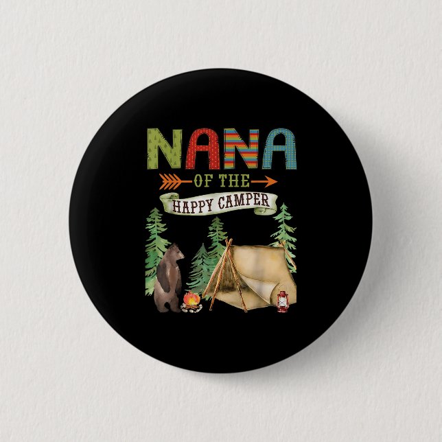 Chapa Redonda De 5 Cm Nana Of The Happy Camper First Birthday Camng  (Anverso)