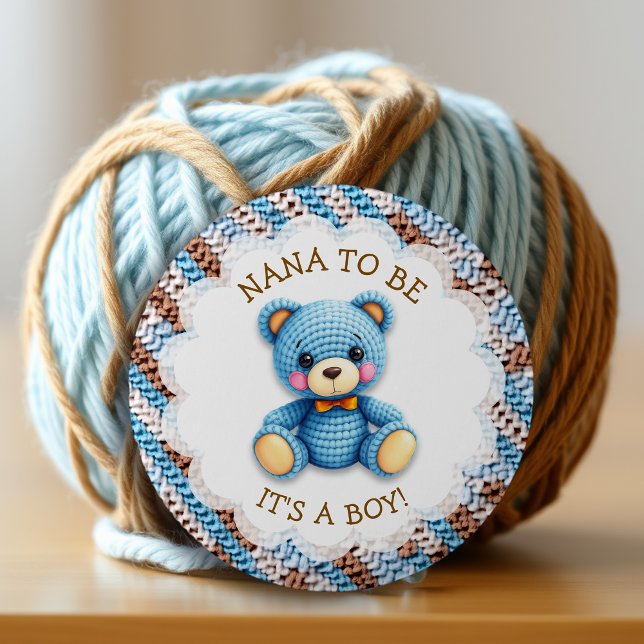 Chapa Redonda De 5 Cm Nana To Be | Crochet Teddy Bear Baby Shower  (Subido por el creador)