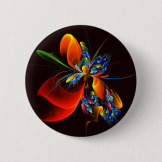 Chapa Redonda De 5 Cm Naranja azul Floral Moderno Resumen Patrón de arte