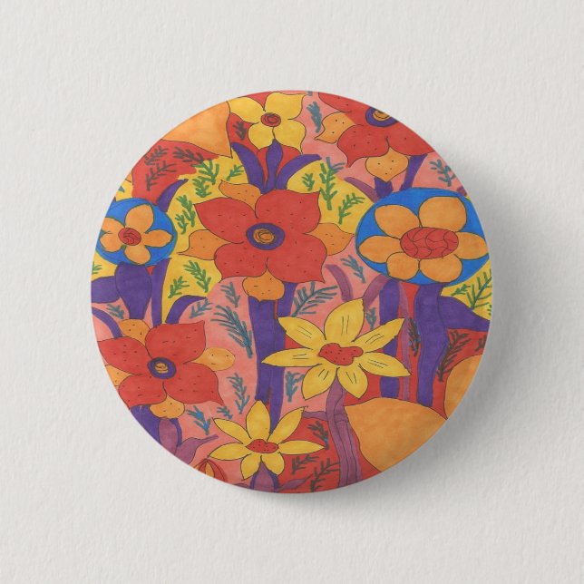 Chapa Redonda De 5 Cm Naranja bohemio audaz (Anverso)
