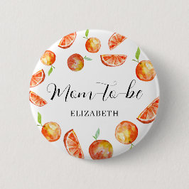 Chapa Redonda De 5 Cm Naranja de Baby Shower, la próxima madre, pequeña 