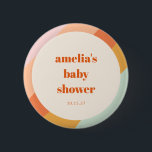 Chapa Redonda De 5 Cm Naranja de la Fábrica de la Moneda Boho Stripes Pe<br><div class="desc">Naranja de la Fábrica de la Moneda Boho Tiras de Personalizado Cutáneo Botón Baby Shower</div>