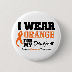 Chapa Redonda De 5 Cm Naranja del desgaste de la leucemia I para mi hija