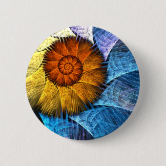 Chapa Redonda De 5 Cm Naranja floral Azul amarillo abstracto arte