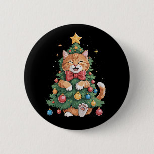 Chapa Redonda De 5 Cm Naranja Gato Jengibre Navidad Árbol Mono Navidad